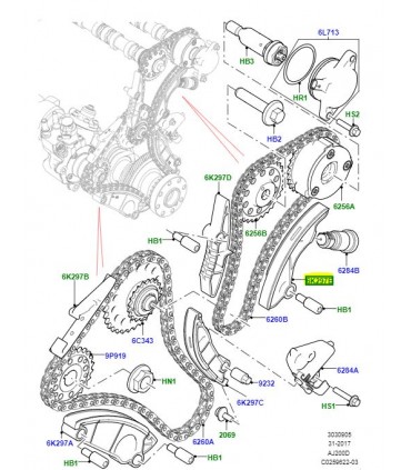 Guía patín trasero secundaria - LR073761GEN