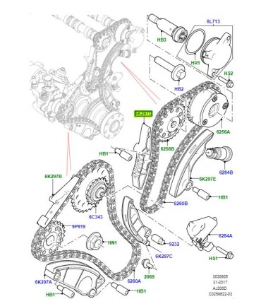Guía patín delantera secundaria - LR073755GEN